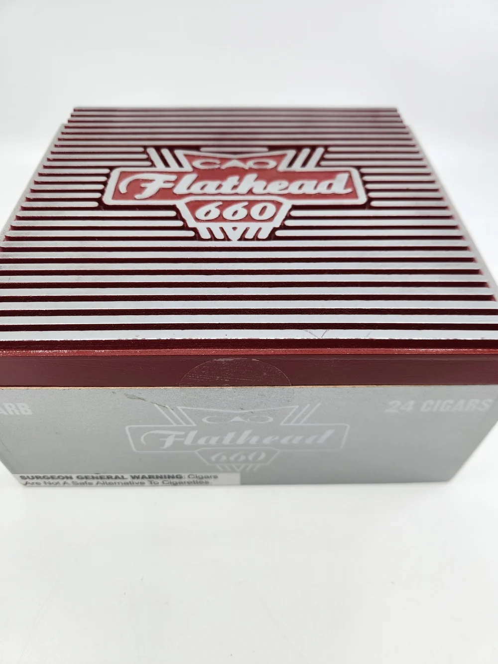 Flathead 660 Decorative Wood Cigar Box in Burgundy and Silver